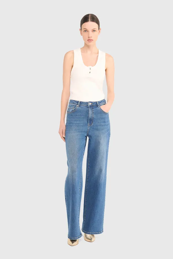 Jeans Dames Wijde Pijp Jason Blauw 111