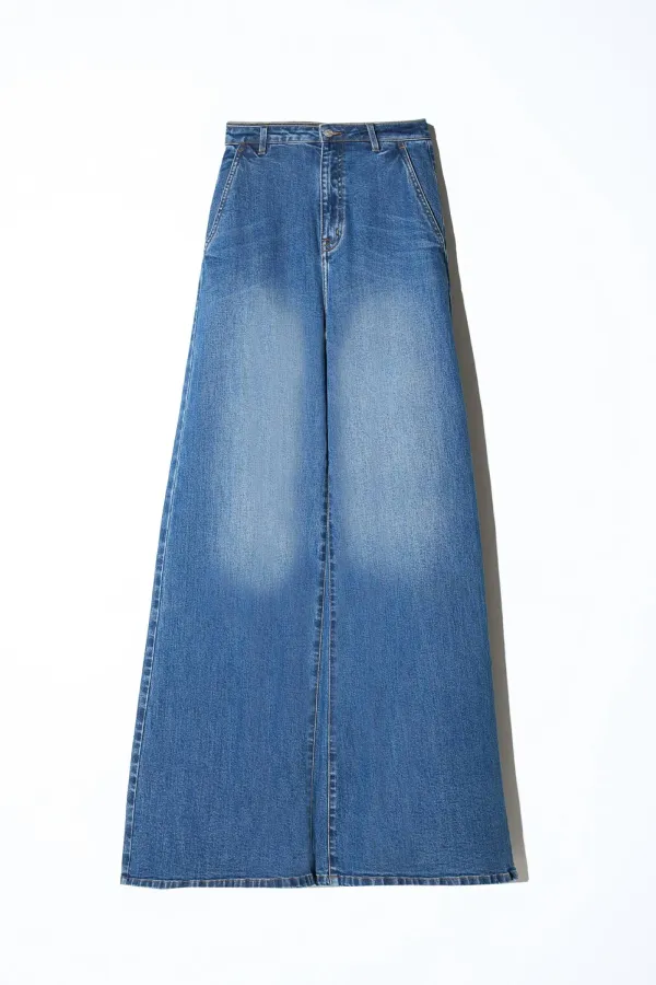 jeans dames wijde pijp high rise stretch dexter blauw 258