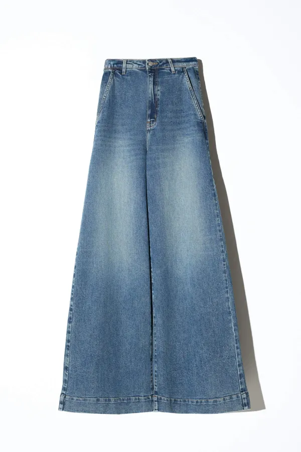 Jeans Dames Wijde Pijp High Rise Stretch Dexter Blauw 357
