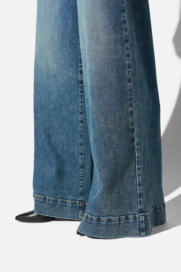 Jeans Dames Wijde Pijp High Rise Stretch Dexter Blauw 357