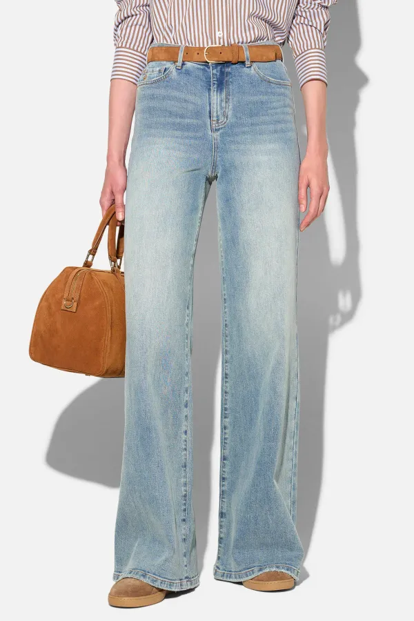 Jeans Dames Wijde Pijp Mid Rise Stretch Cash Blauw 114
