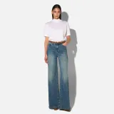 Jeans Dames Wijde Pijp Mid Rise Stretch Cash Blauw 357