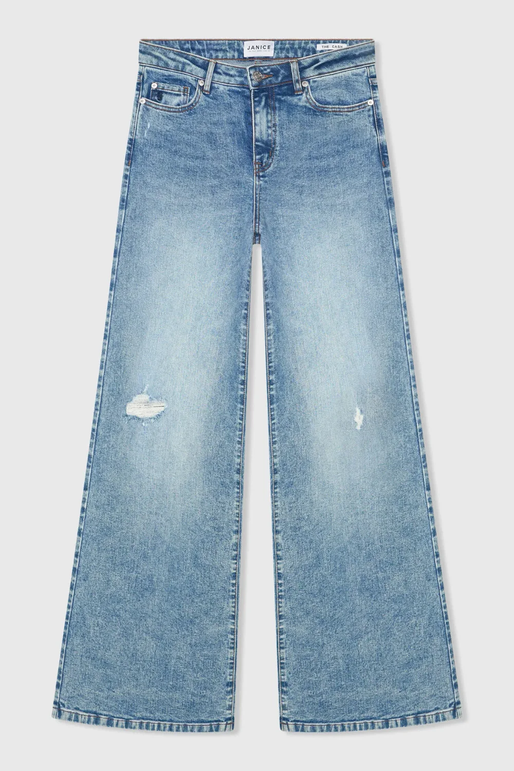 Jeans Dames Wijde Pijp Mid Rise Stretch Cash Blauw 379