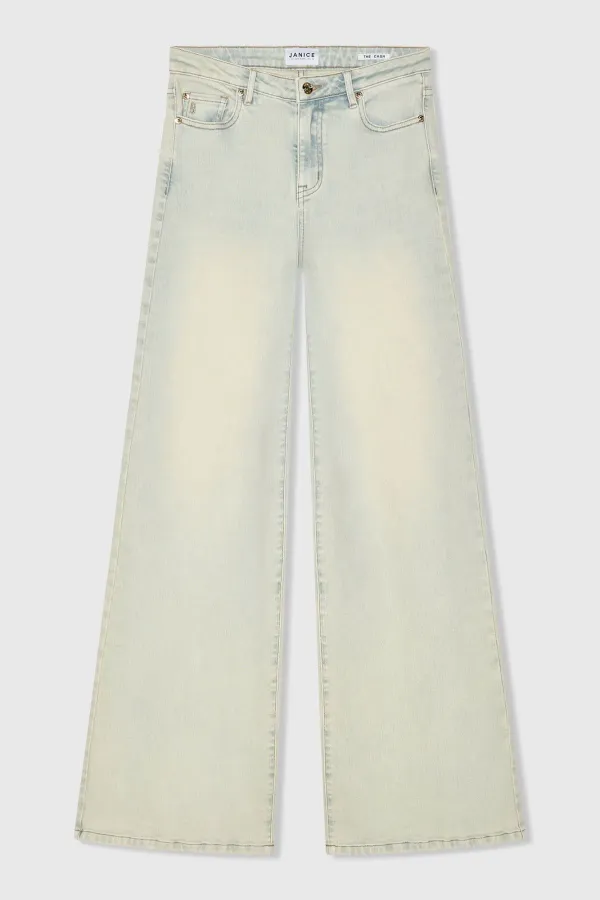Jeans Dames Wijde Pijp Stretch Mid Rise Stretch Cash Blauw 004