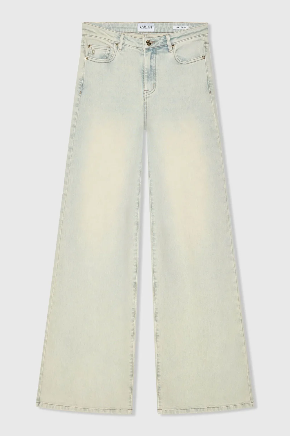 Jeans Dames Wijde Pijp Stretch Mid Rise Stretch Cash Blauw 004