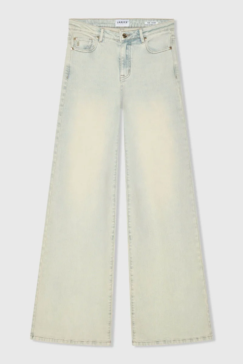 Jeans Dames Wijde Pijp Stretch Mid Rise Stretch Cash Blauw 004