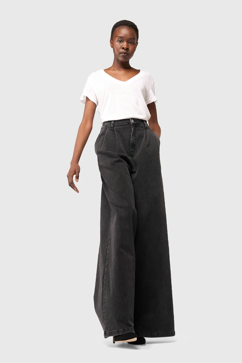 Jeans Wijde Pijp Dames Dollar Zwart 410