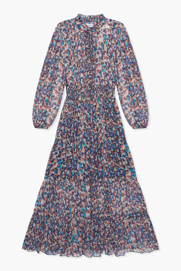 Jurk Lang Print Elastiek Walter Blauw