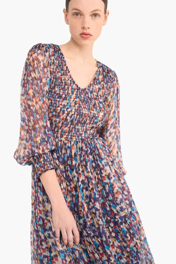 Jurk Lang Print Smog Finn Blauw