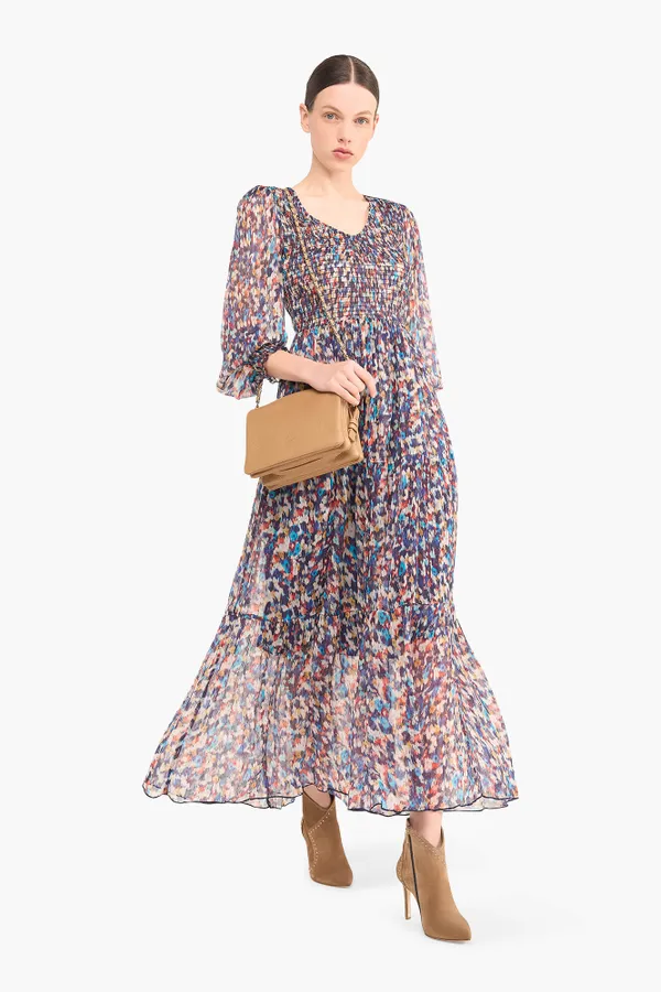 Jurk Lang Print Smog Finn Blauw