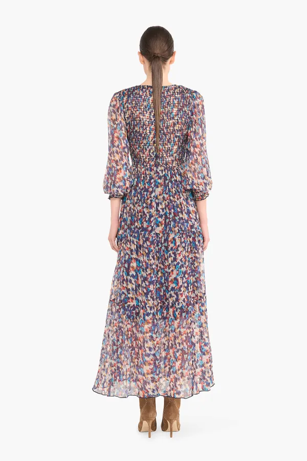Jurk Lang Print Smog Finn Blauw