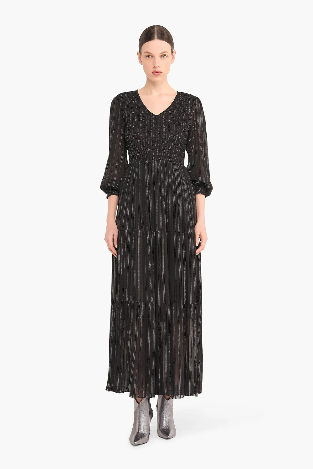 Jurk Lang Lurex Smog Finn Zwart