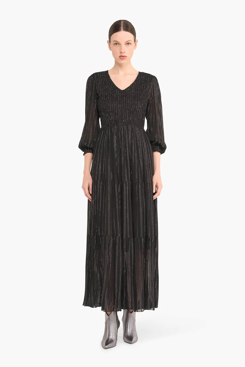 Jurk Lang Lurex Smog Finn Zwart