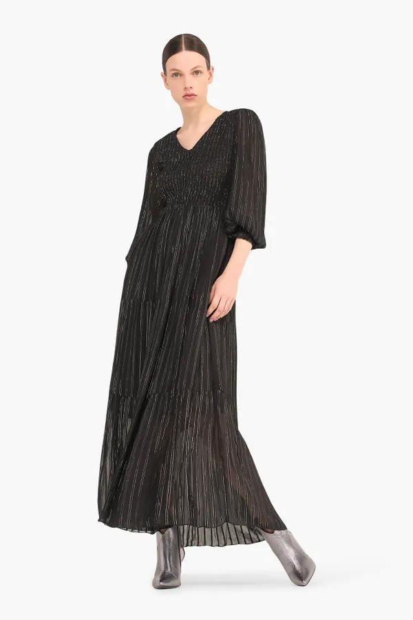 Jurk Lang Lurex Smog Finn Zwart