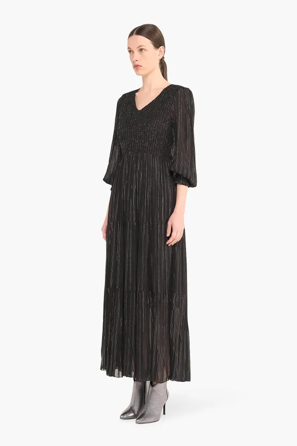 Jurk Lang Lurex Smog Finn Zwart