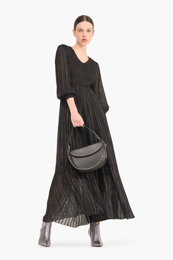 Jurk Lang Lurex Smog Finn Zwart