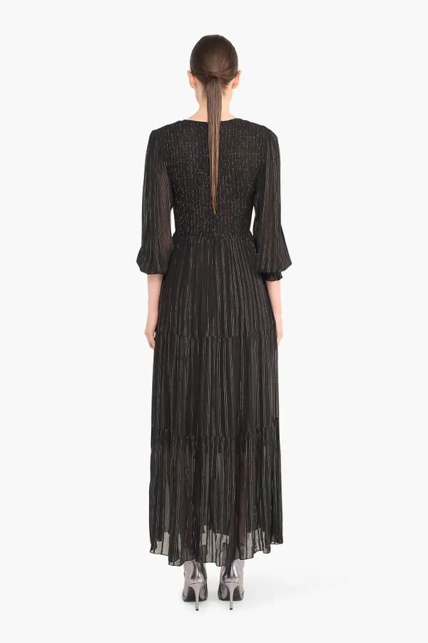 Jurk Lang Lurex Smog Finn Zwart