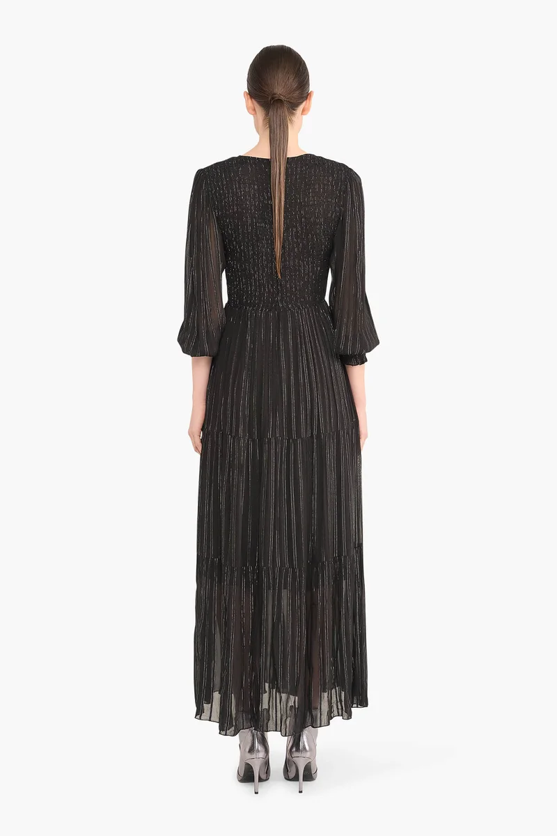 Jurk Lang Lurex Smog Finn Zwart
