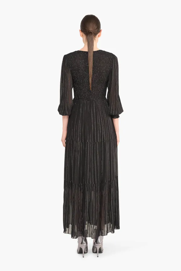 Jurk Lang Lurex Smog Finn Zwart