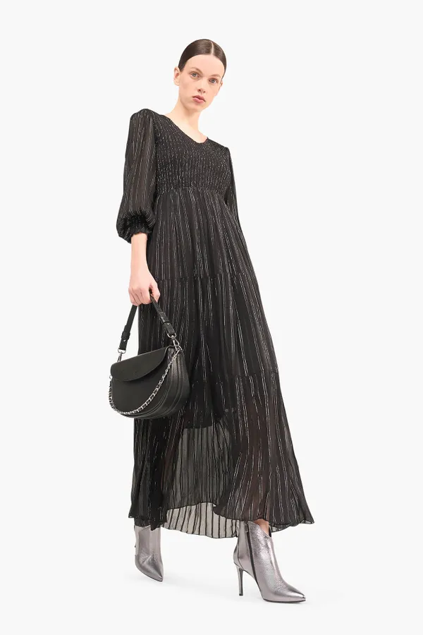 Jurk Lang Lurex Smog Finn Zwart