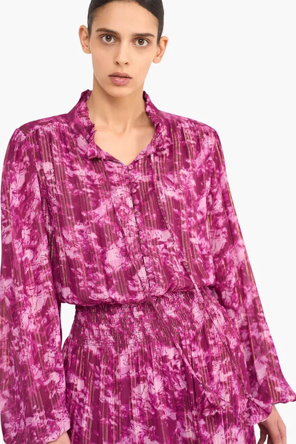 Jurk Lang Print Lurex Walter Paars