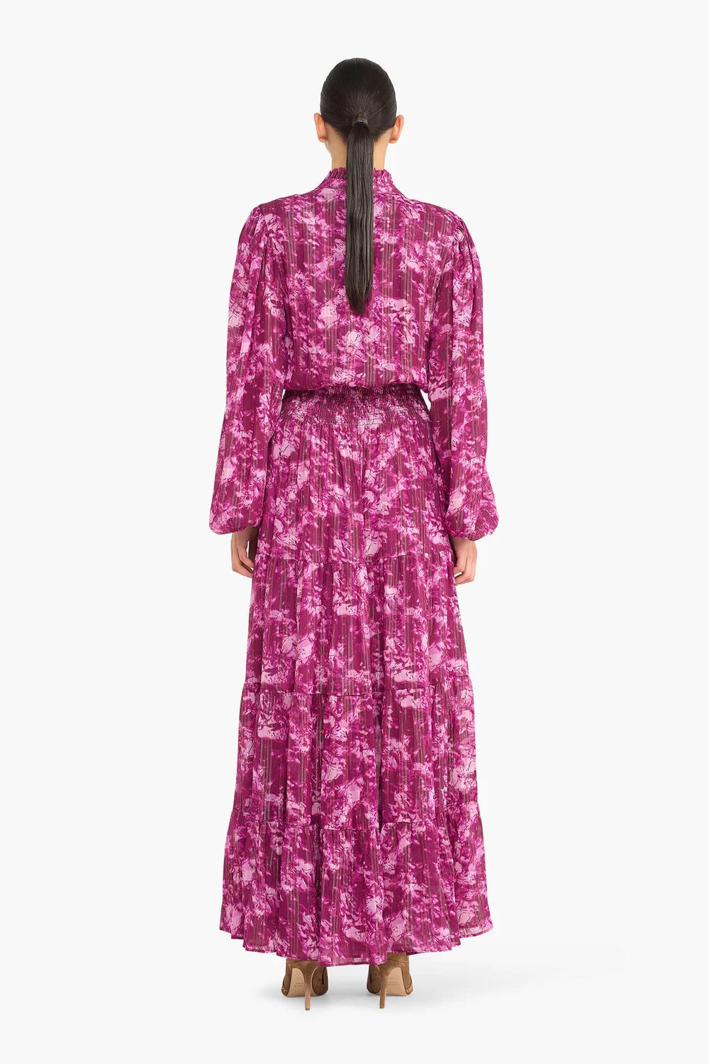 Jurk Lang Print Lurex Walter Paars