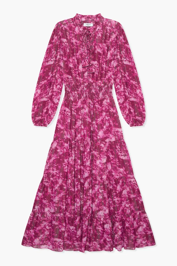 Jurk Lang Print Lurex Walter Paars
