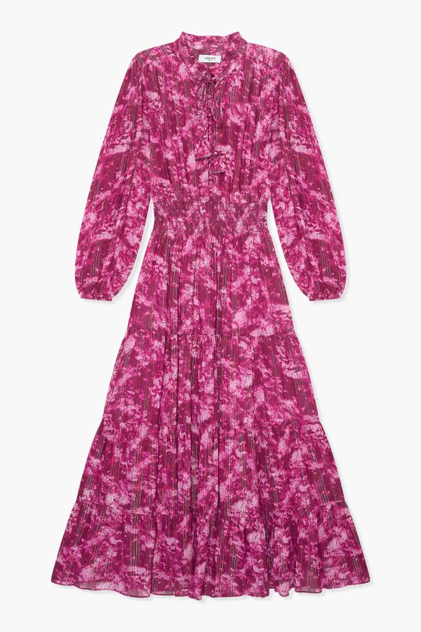 Jurk Lang Print Lurex Walter Paars