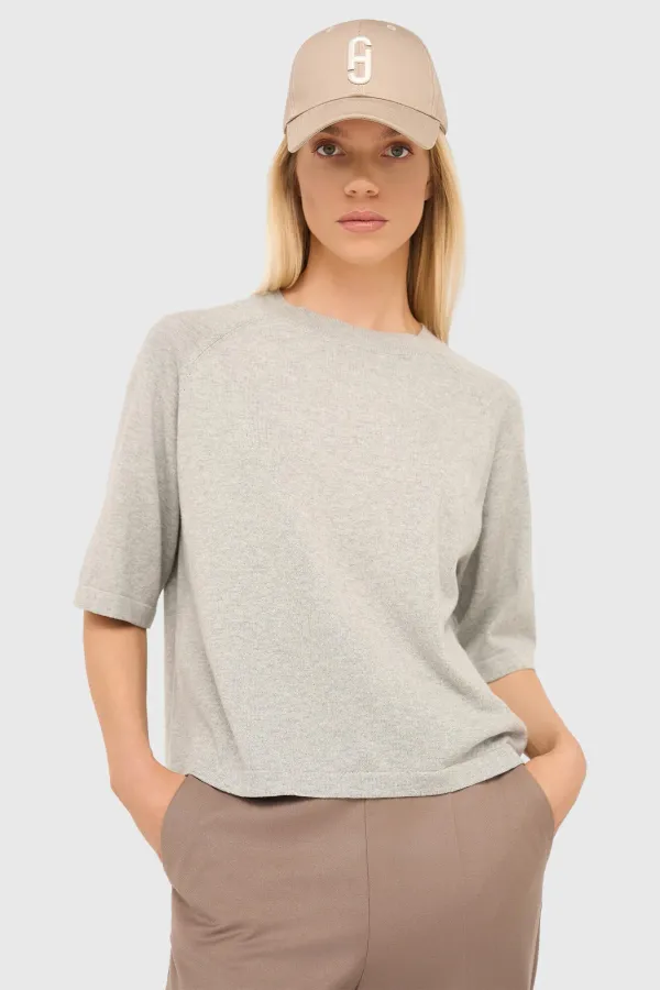 Katoen Cashmere Gebreid Truitje Moss Grijs