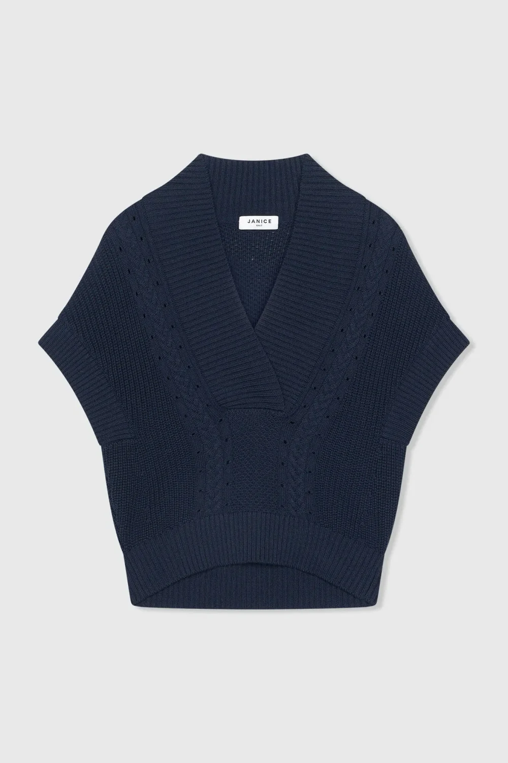 Katoenen Spencer Vest Kabel Dames Viggo Blauw