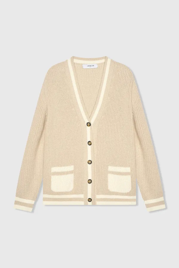 Katoenen Vest Knopen Dames Mars Beige