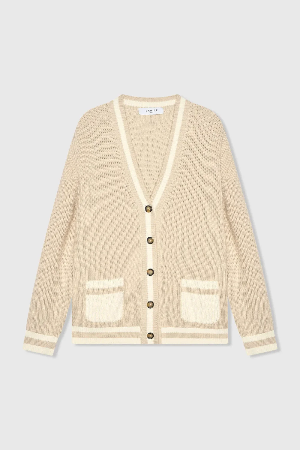 Katoenen Vest Knopen Dames Mars Beige