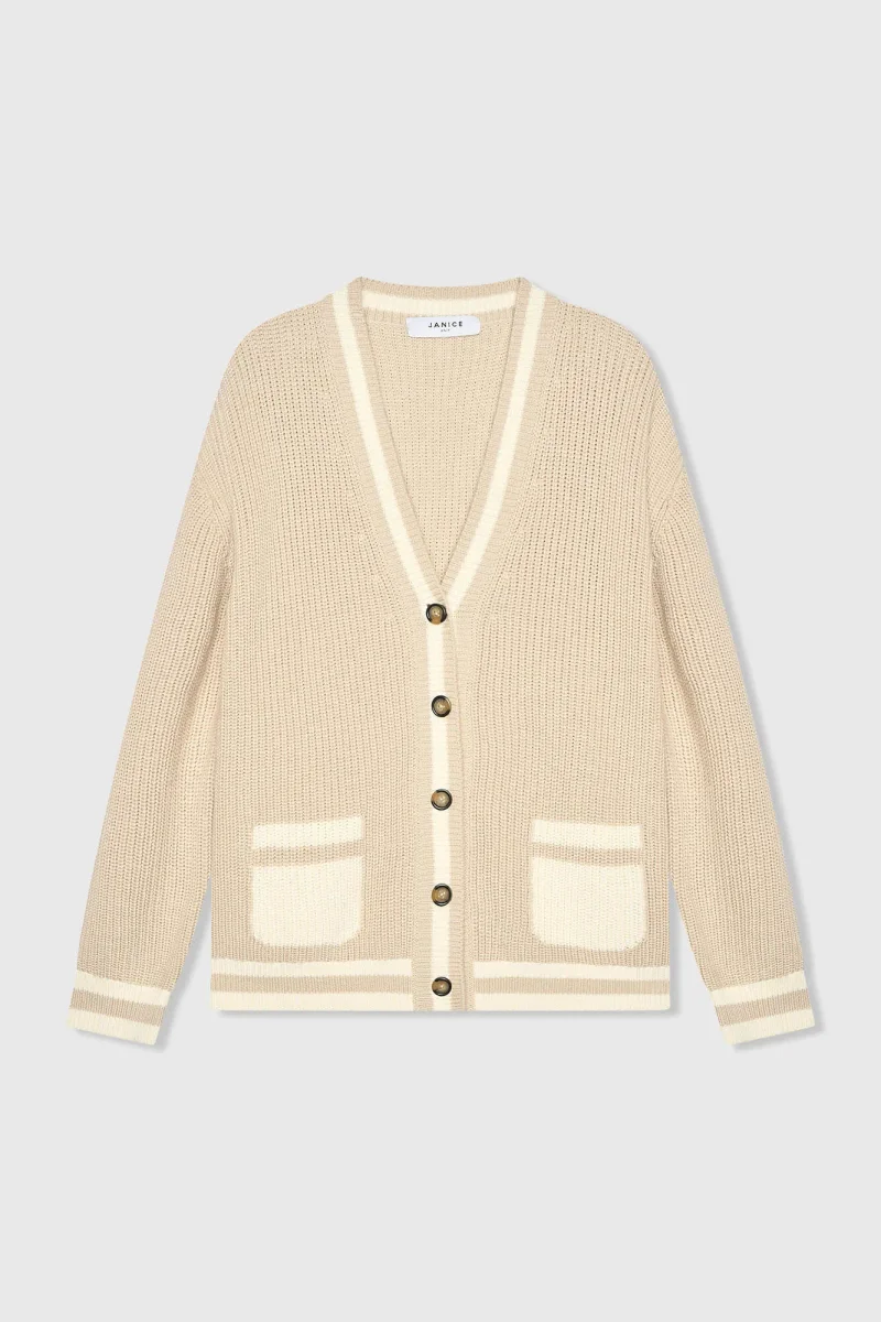 Katoenen Vest Knopen Dames Mars Beige