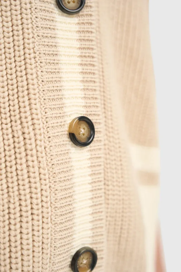 Katoenen Vest Knopen Dames Mars Beige