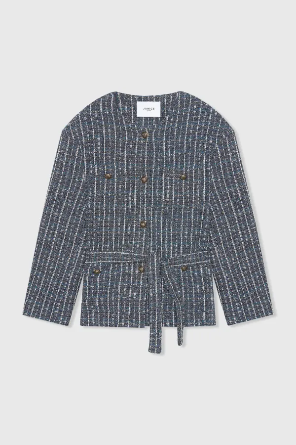 Kimono Jas Dames Tweed Blauw Harley