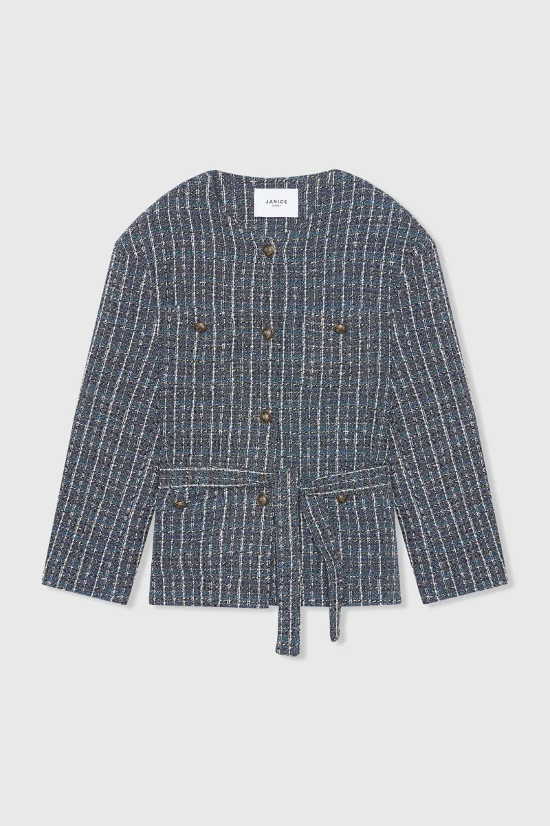 Kimono Jas Dames Tweed Blauw Harley