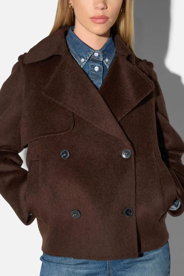Korte Trench Dames Jas Yak Wol Jean Bruin