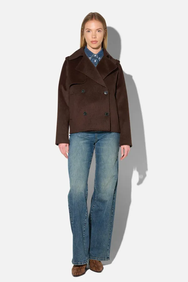 Korte Trench Dames Jas Yak Wol Jean Bruin