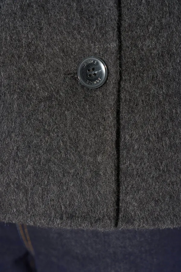 Korte Trench Dames Jas Yak Wol Jean Grijs