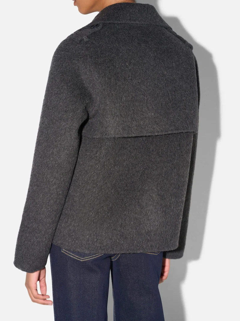 Korte Trench Dames Jas Yak Wol Jean Grijs