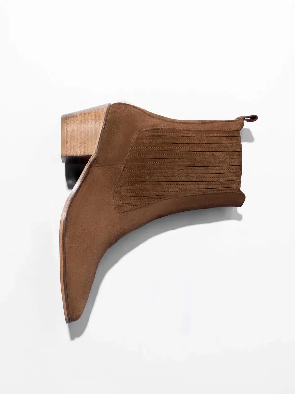 Enkellaars Western Dames Suede Colt Cognac