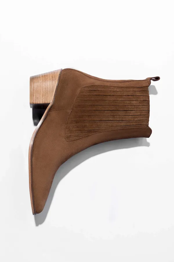 Enkellaars Western Dames Suede Colt Cognac