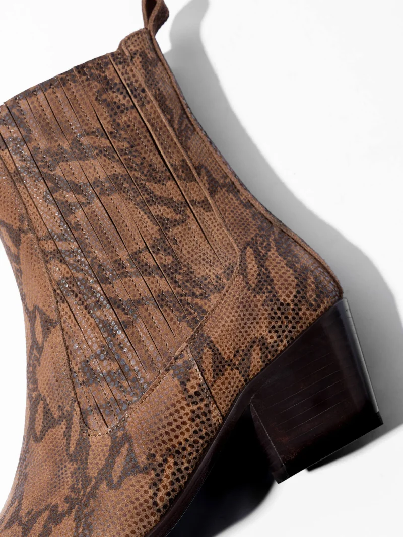 Enkellaars Western Dames Suede Colt Slangenprint
