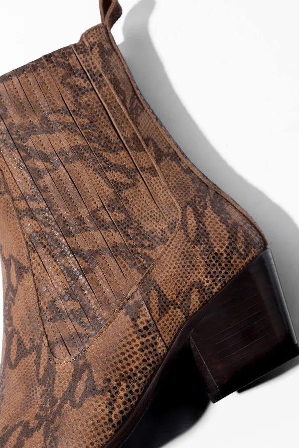 Enkellaars Western Dames Suede Colt Slangenprint