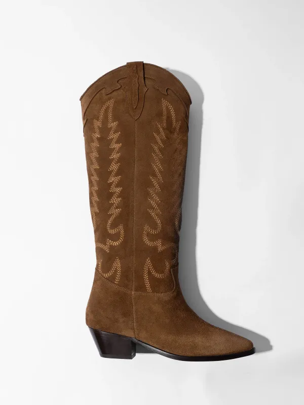 Leren Western Laars Dames Hayden Suede Cognac
