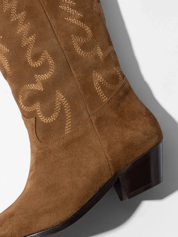 Leren Western Laars Dames Hayden Suede Cognac