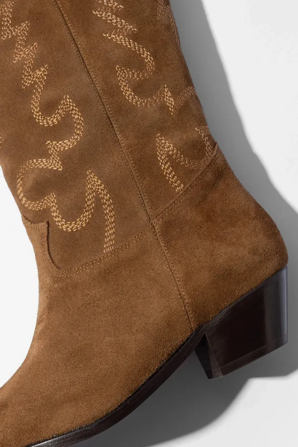 Leren Western Laars Dames Hayden Suede Cognac