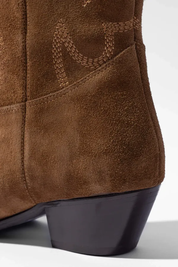 Leren Western Laars Dames Hayden Suede Cognac