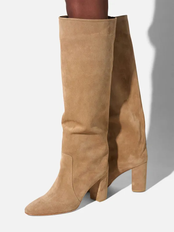 Laars Dames Hoog Leer Roman Suede Beige