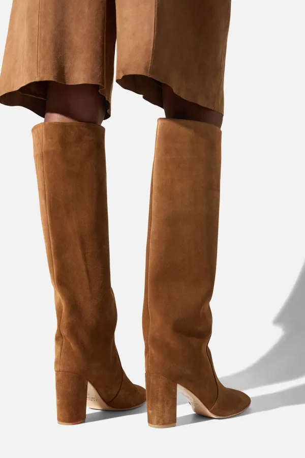 Laars Dames Hoog Leer Roman Suede Cognac